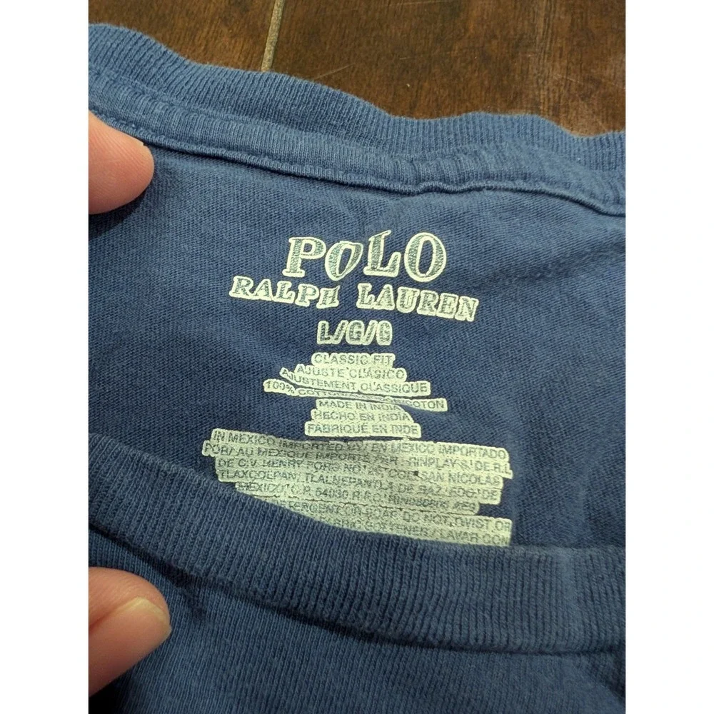 Polo Men's Blue T-Shirt Short Sleeve Crewneck Classic Fit Pullover Cotton Size L